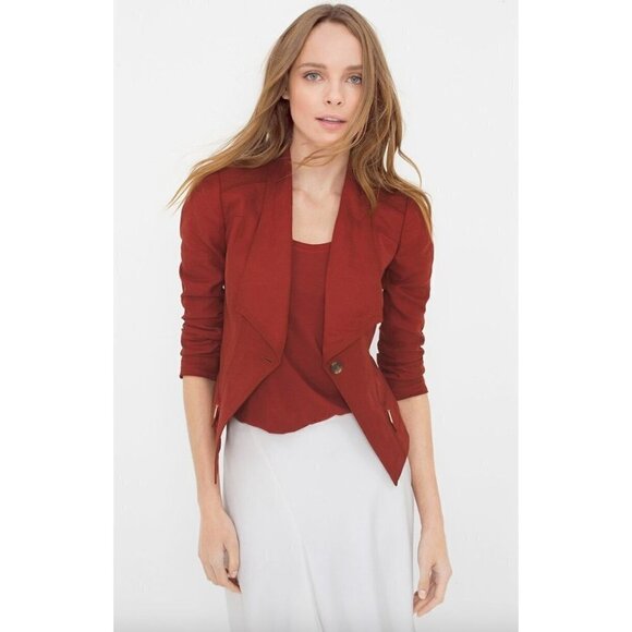 White House Black Market WHBM Red Summerweight Blazer 0 - Picture 1 of 6